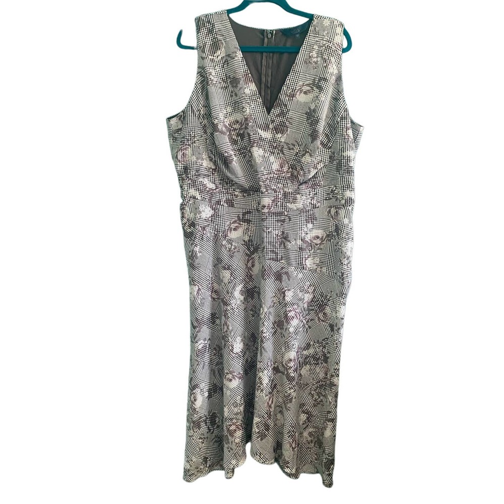 Rachel Roy Houndstooth Floral Midi Length Tea Dress 16W